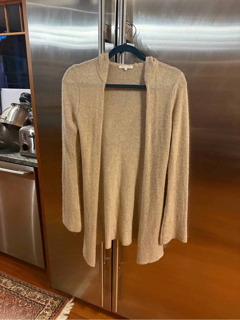 Minnie Rose Open-Front Hooded Cardigan Sweater - Camel
